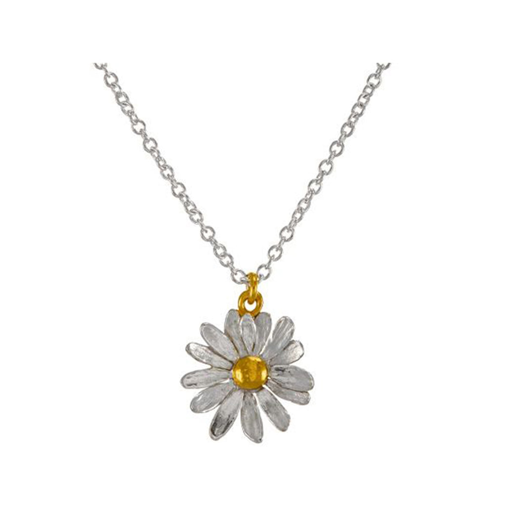 The Daisy necklace in silver and gold colours from the brand ALEX MONROE