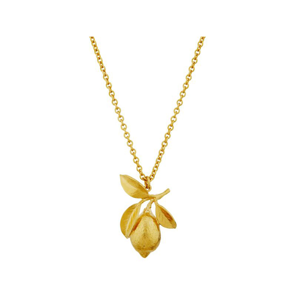 The large lemon leaf necklace in gold colour from the brand ALEX MONROE