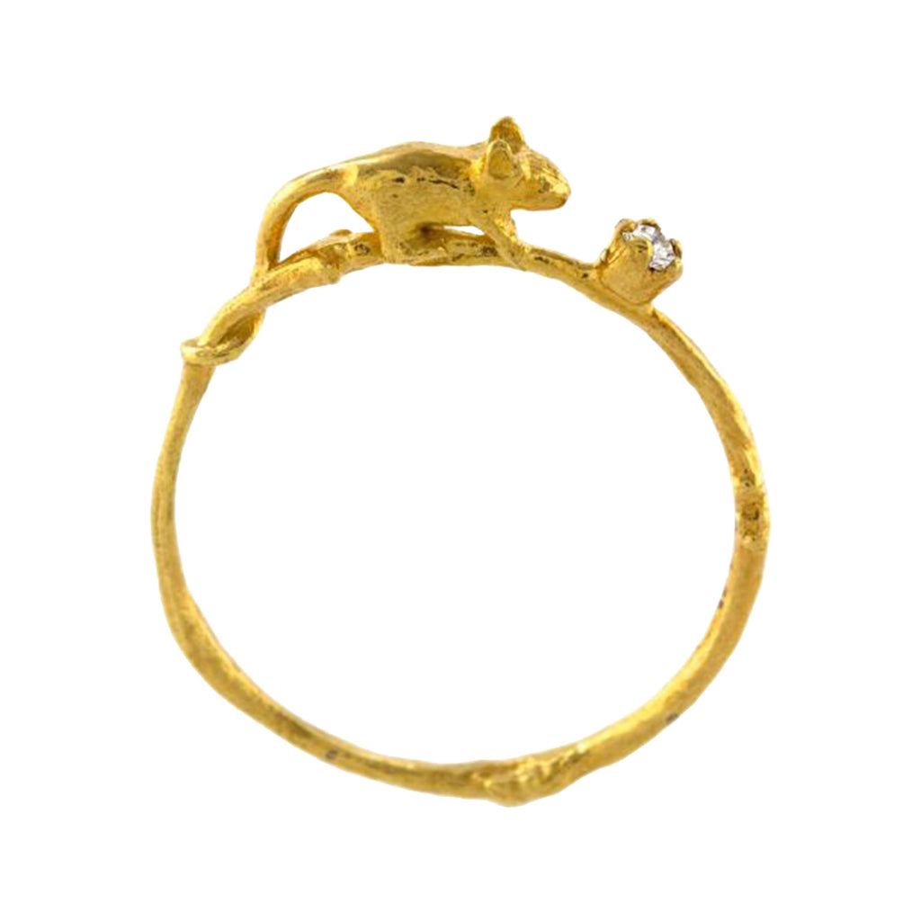 The Mouse & Diamond ring in gold colour from the brand ALEX MONROE