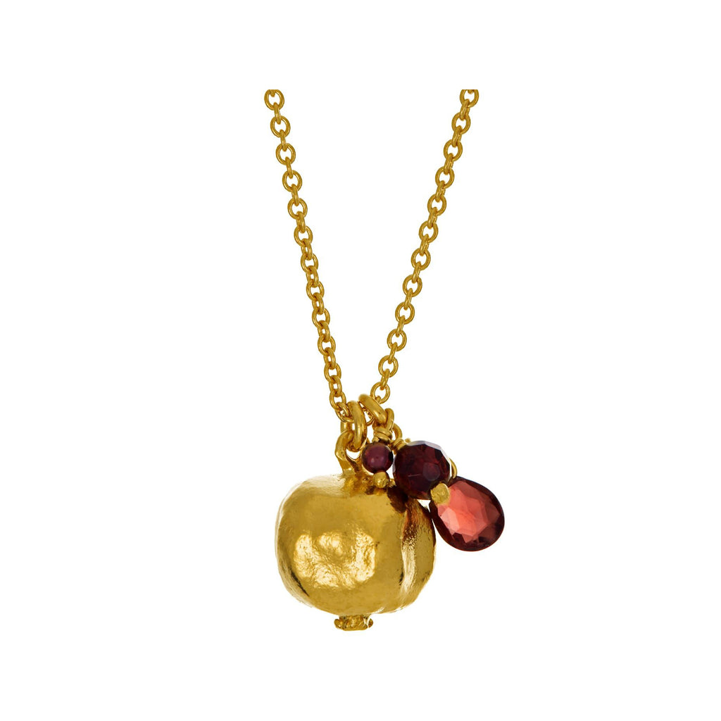 The pomegranate garnet cluster necklace in gold colour from the brand ALEX MONROE