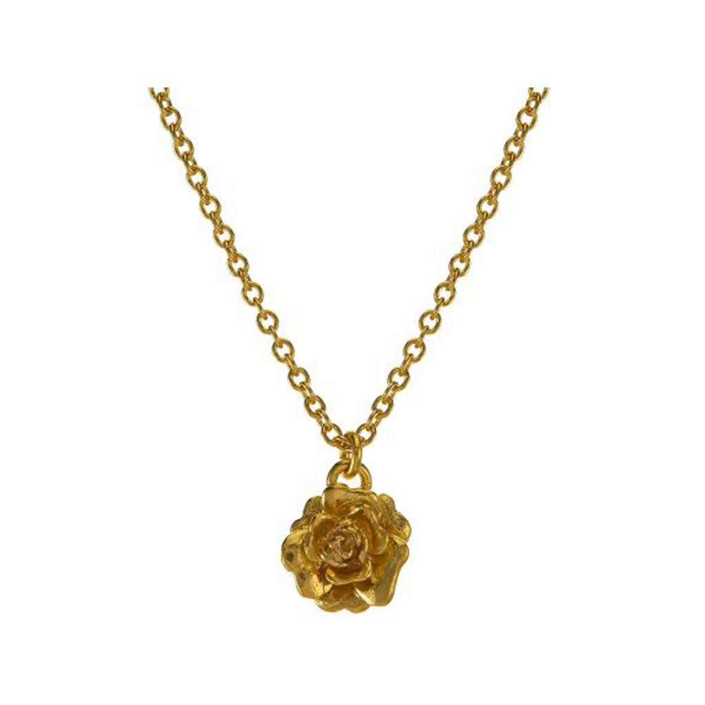 The rosa damasca neckalce in gold colour from the brand ALEX MONROE