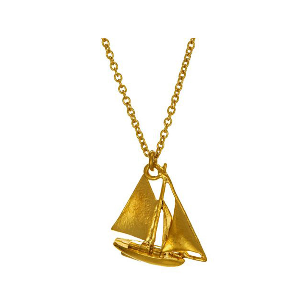 The sailing boat necklace in gold colour from the brand ALEX MONROE