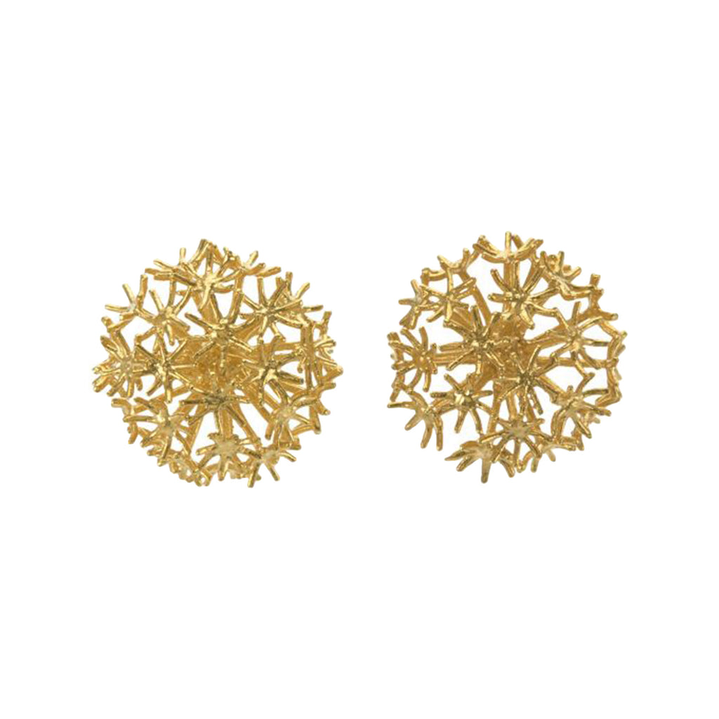 The small Dandeloin puffball stud earrings in gold colour from the brand ALEX MONROE