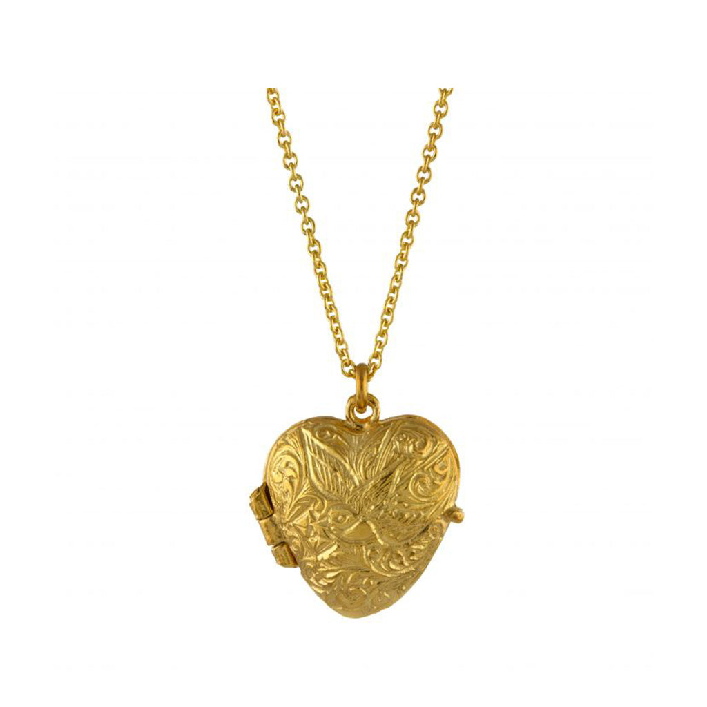 The Victoriana keepsake heart locket necklace in gold colour from the brand ALEX MONROE