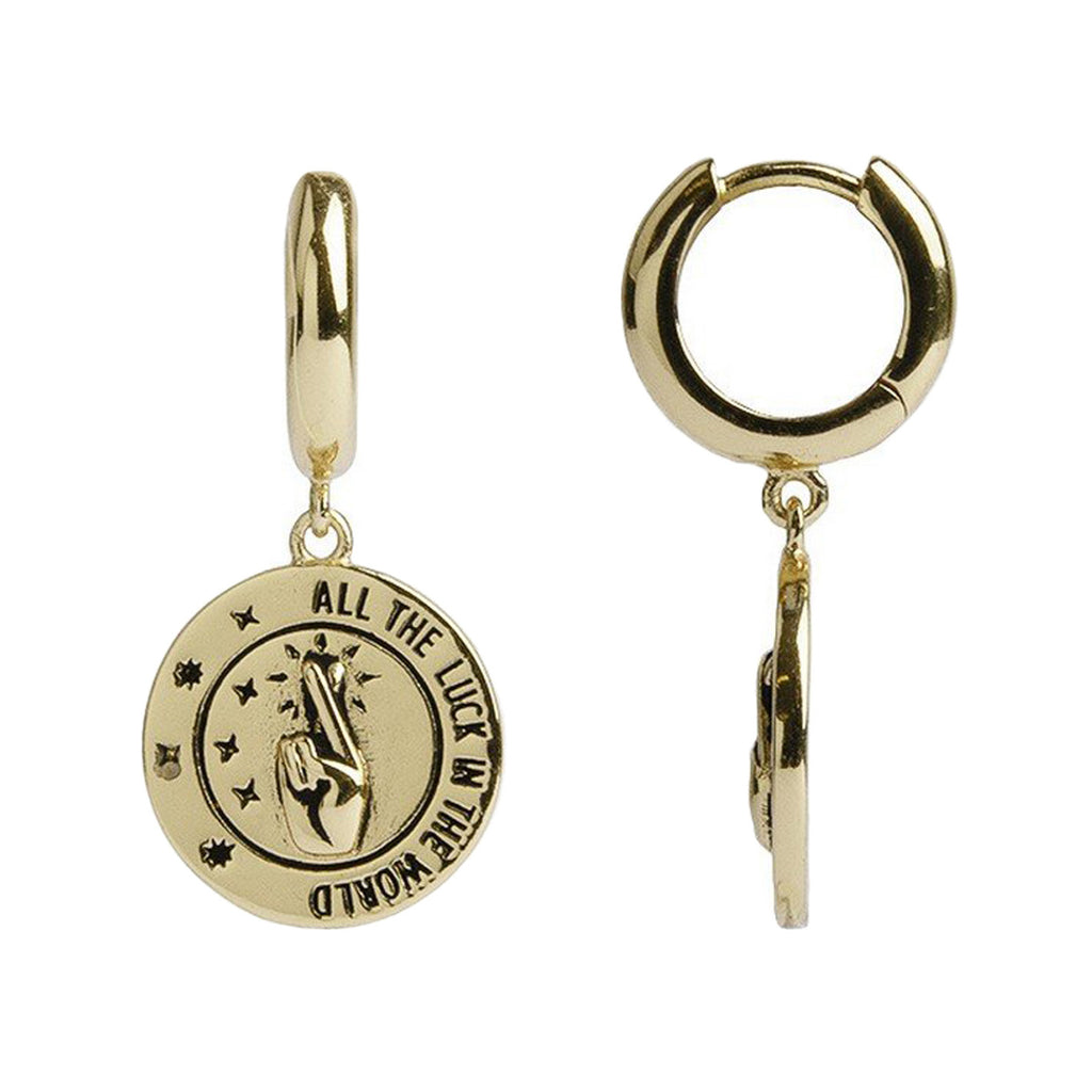 The all the luck circle earrings in gold colour from the brand ALL THE LUCK IN THE WORLD