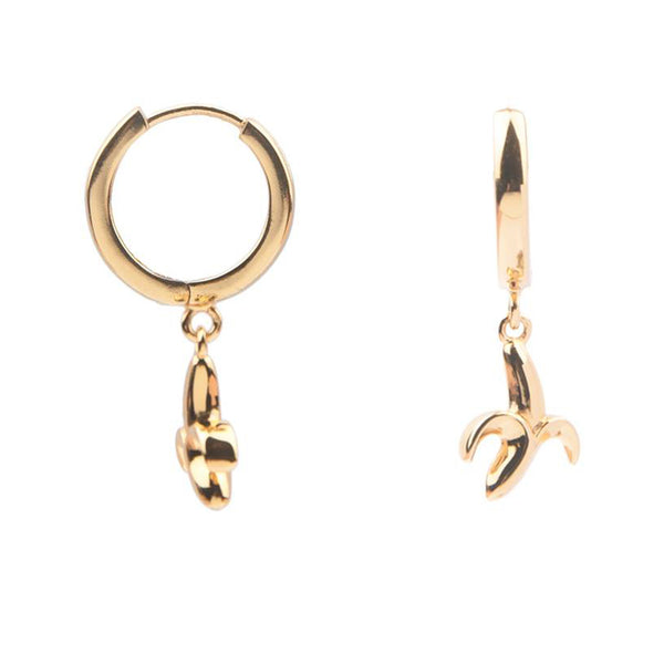 The banana earrings in gold colour from the brand ALL THE LUCK IN THE WORLD