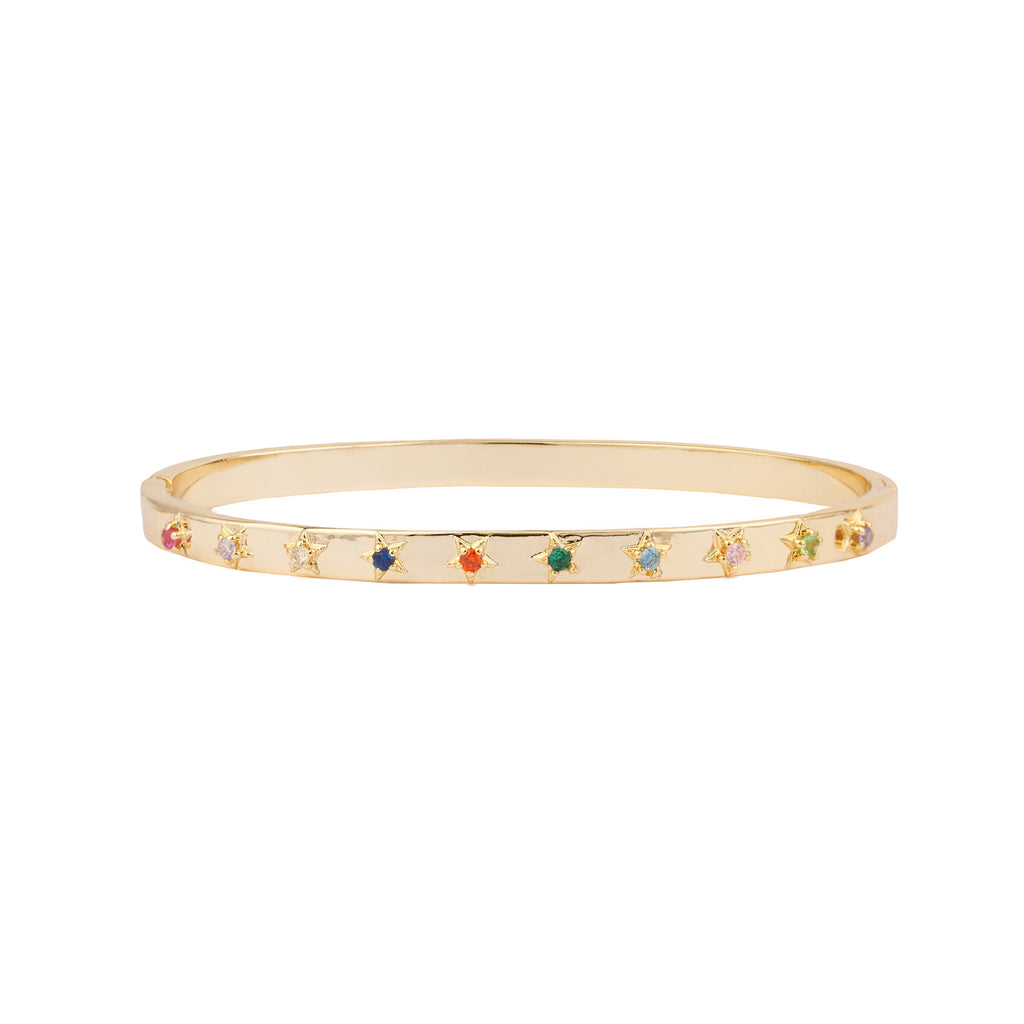 The bangle stars bracelet in gold and multicolor color from the brand ALL THE LUCK IN THE WORLD