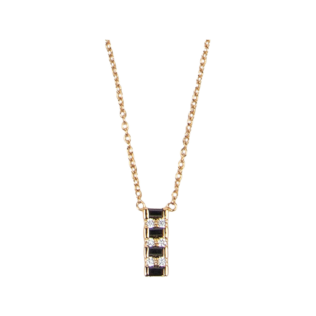 The bar necklace in gold and black colour from the brand ALL THE LUCK IN THE WORLD