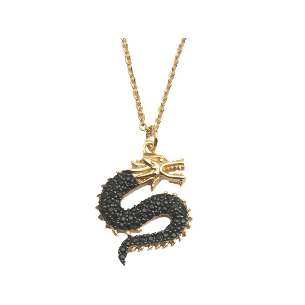 The big dragon necklace in gold and black colour from the brand ALL THE LUCK IN THE WORLD