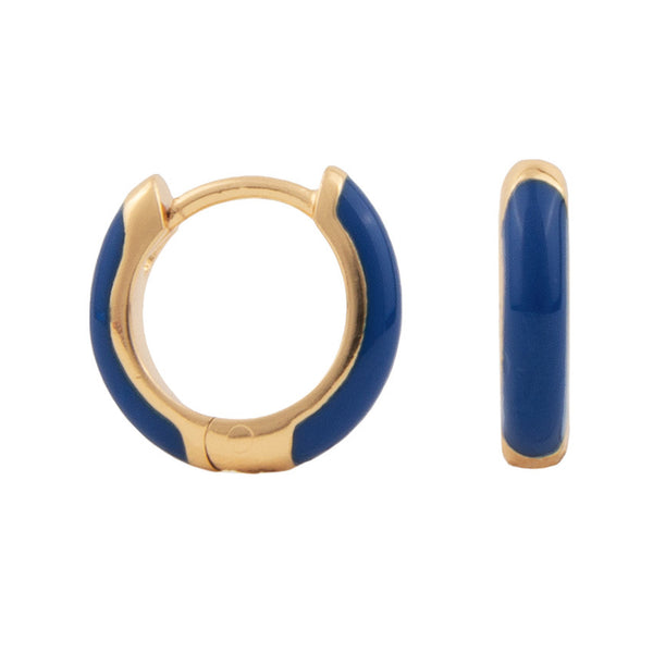 The bloom earrings in gold and dark blue colour from the brand ALL THE LUCK IN THE WORLD