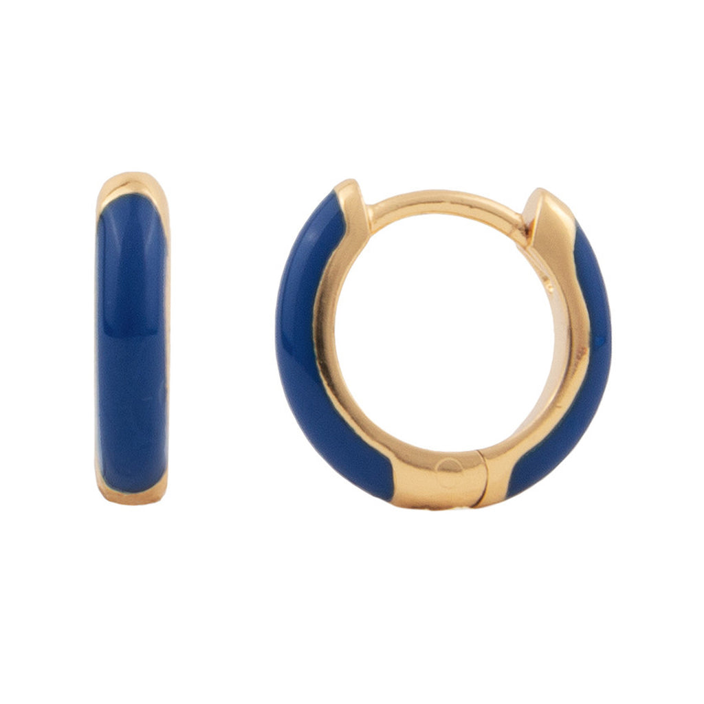 The bloom earrings in gold and dark blue colour from the brand ALL THE LUCK IN THE WORLD