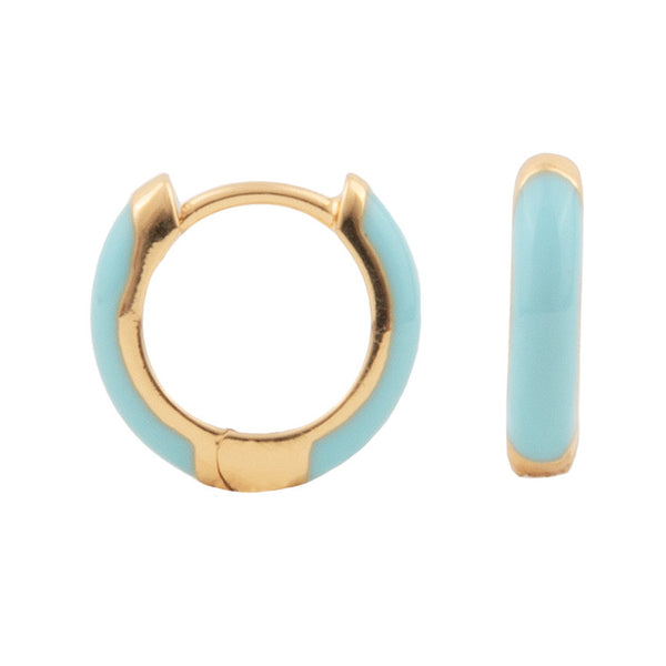 The bloom earrings in gold and light blue colour from the brand ALL THE LUCK IN THE WORLD