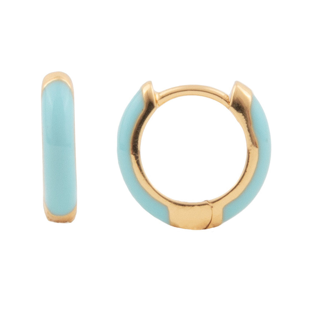 The bloom earrings in gold and light blue colour from the brand ALL THE LUCK IN THE WORLD