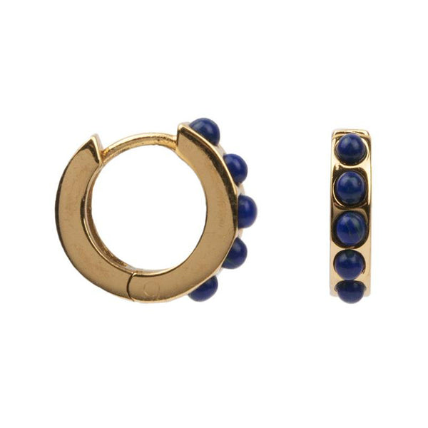 The creole thick earring in blue and gold colours from the brand ALL THE LUCK IN THE WORLD