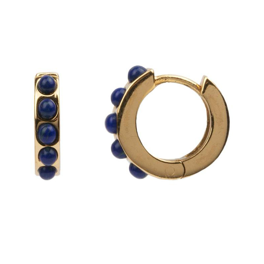 The creole thick earring in blue and gold colours from the brand ALL THE LUCK IN THE WORLD