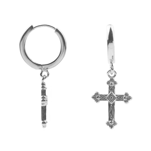 The cross earrings in silver colour from the brand ALL THE LUCK IN THE WORLD