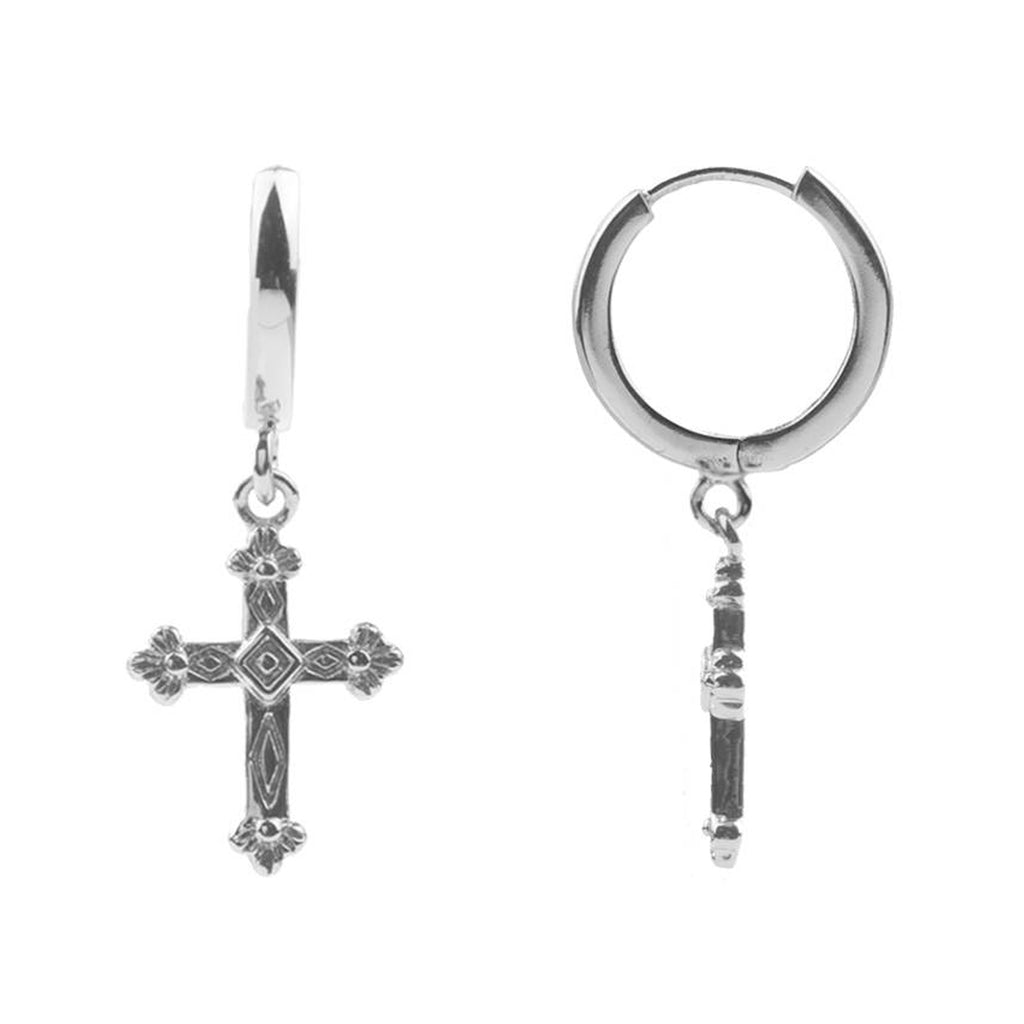 The cross earrings in silver colour from the brand ALL THE LUCK IN THE WORLD