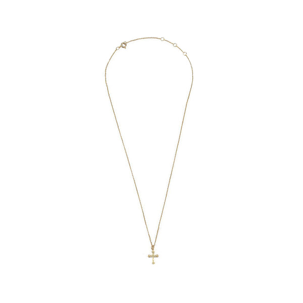 The cross necklace in gold colour from the brand ALL THE LUCK IN THE WORLD