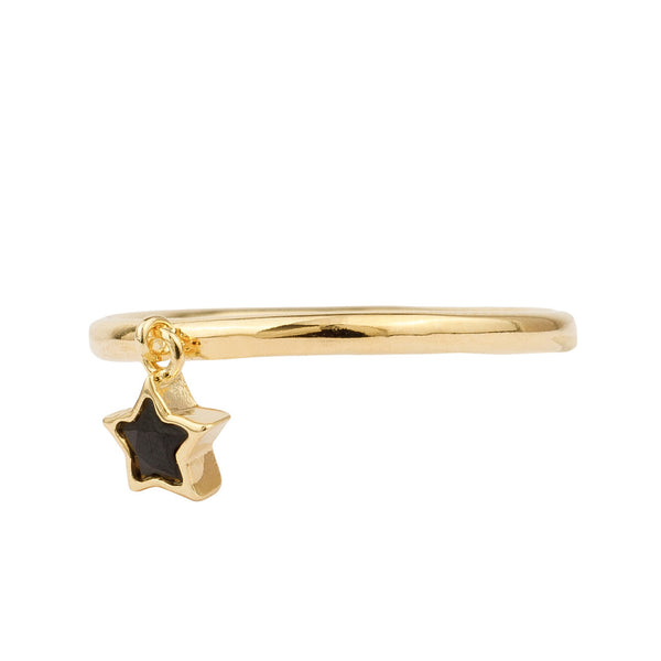 The hanger star ring in gold and black colour from the brand ALL THE LUCK IN THE WORLD