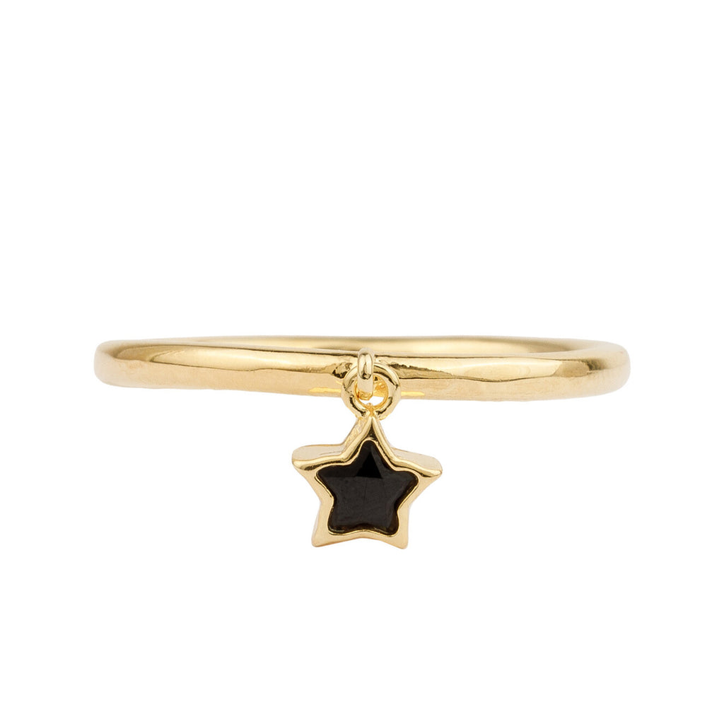 The hanger star ring in gold and black colour from the brand ALL THE LUCK IN THE WORLD