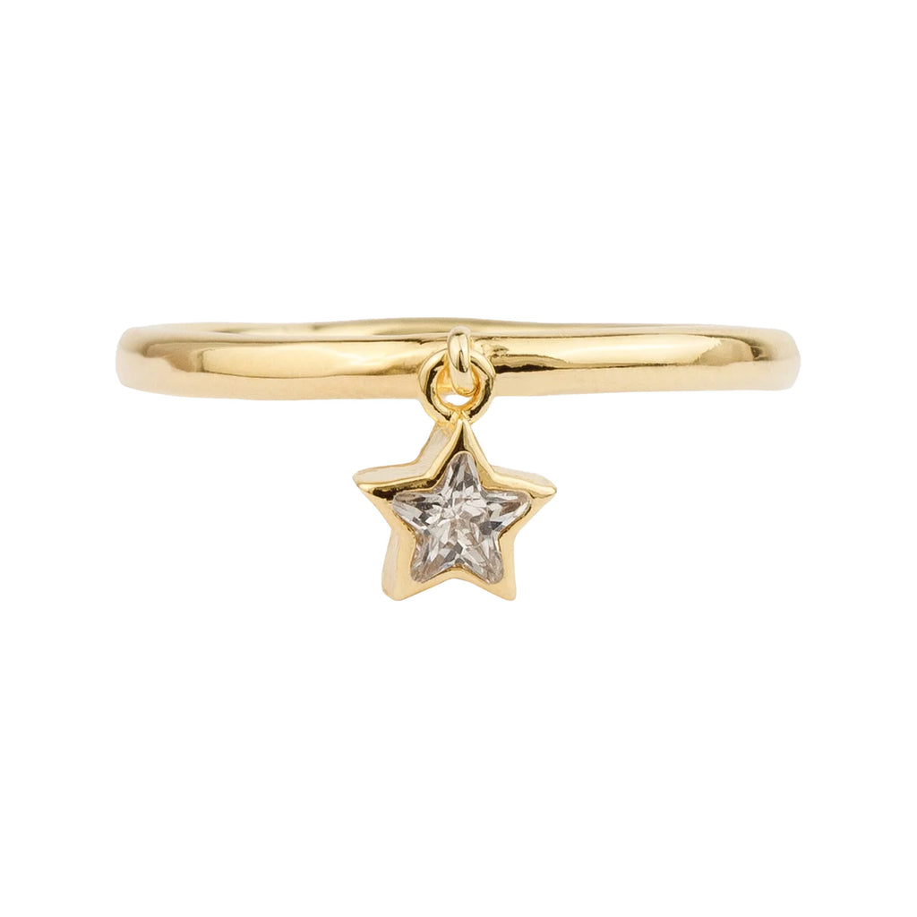 The Hanger Star Ring in gold and clear colours from the brand ALL THE LUCK IN THE WORLD.