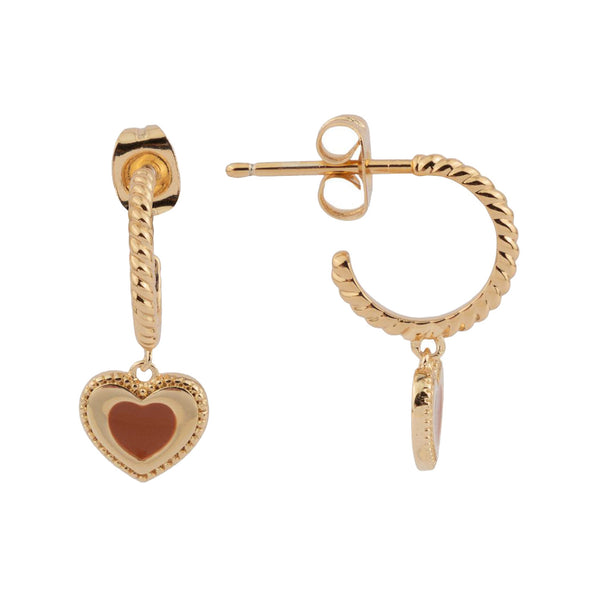 The heart dots earrings in gold and orange colour from the brand ALL THE LUCK IN THE WORLD