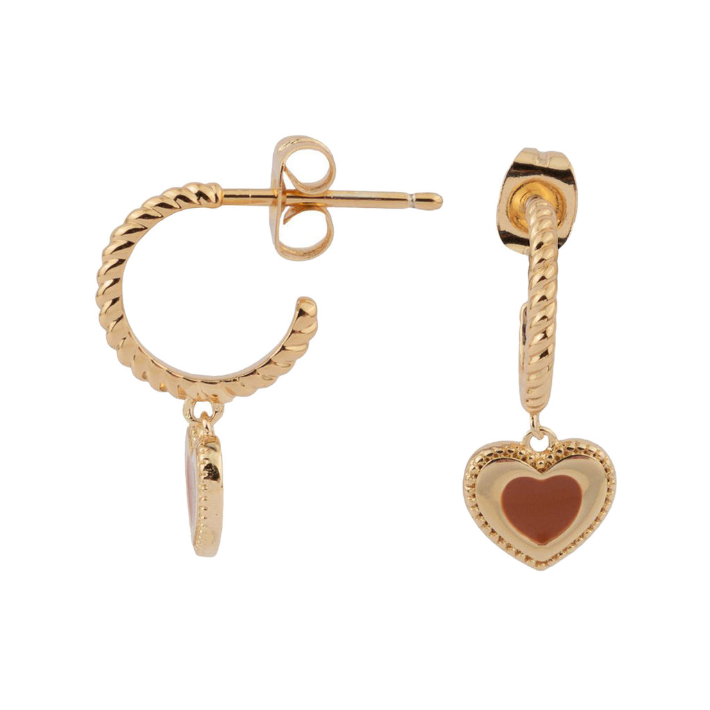 The heart dots earrings in gold and orange colour from the brand ALL THE LUCK IN THE WORLD