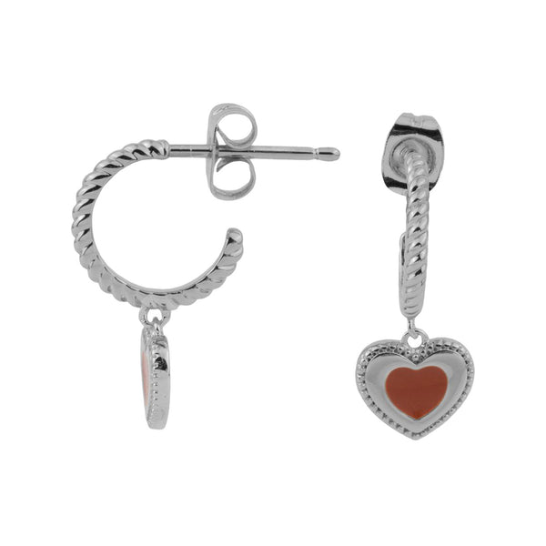 The heart dots earrings in silver and orange colour from the brand ALL THE LUCK IN THE WORLD