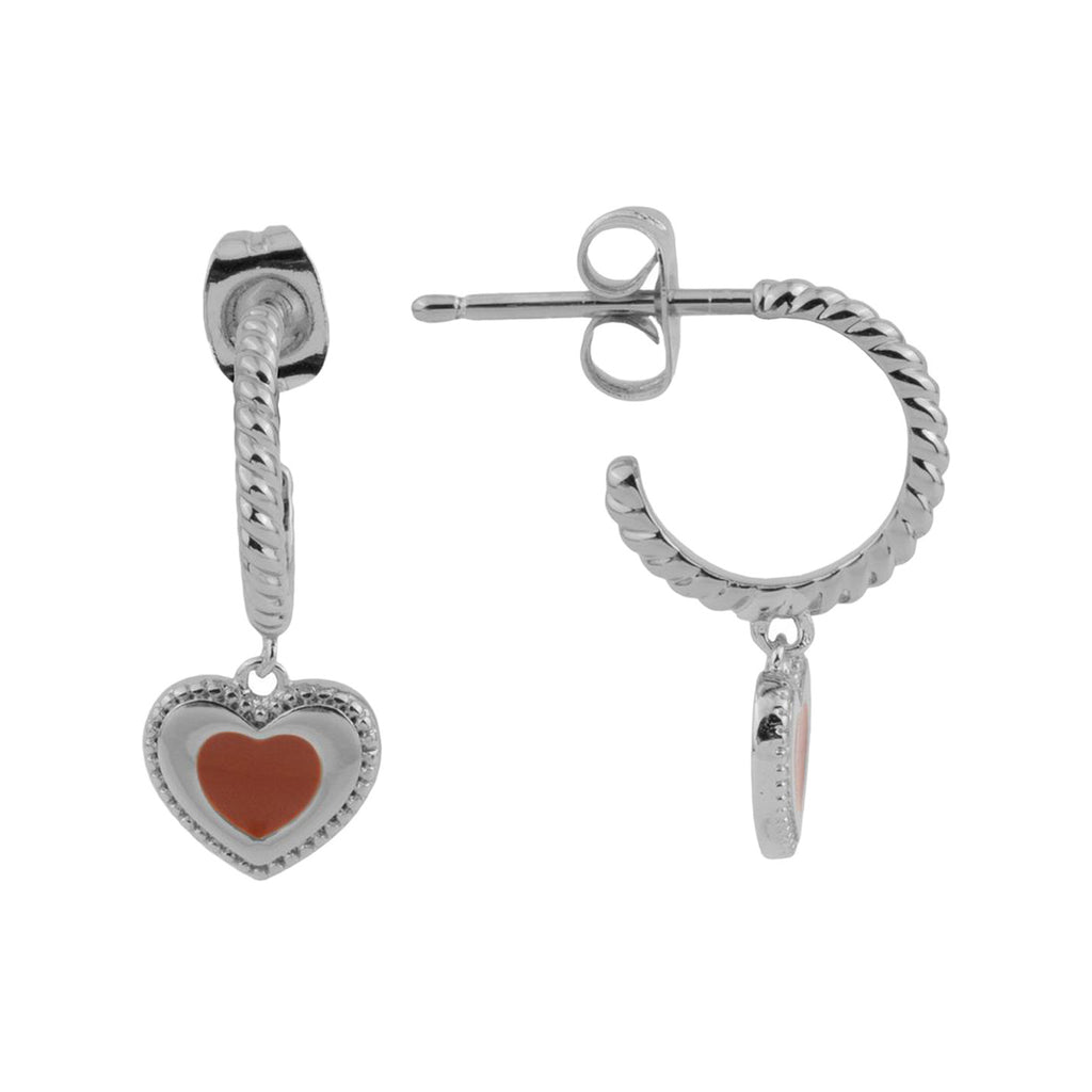 The heart dots earrings in silver and orange colour from the brand ALL THE LUCK IN THE WORLD