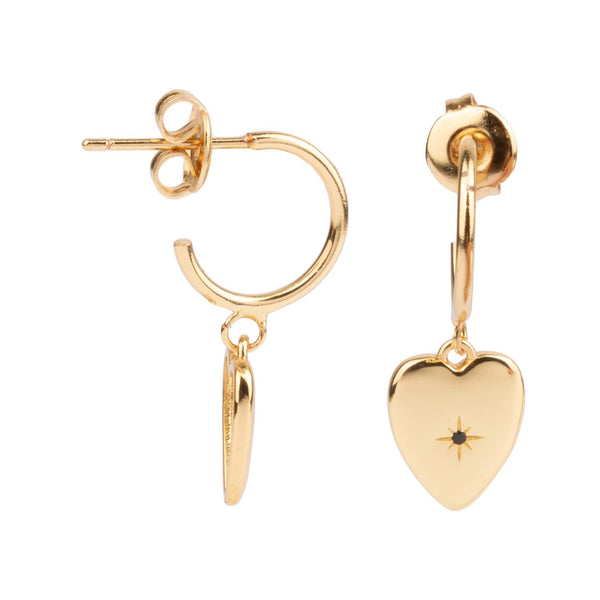 The heart star earrings in gold and black colour from the brand ALL THE LUCK IN THE WORLD