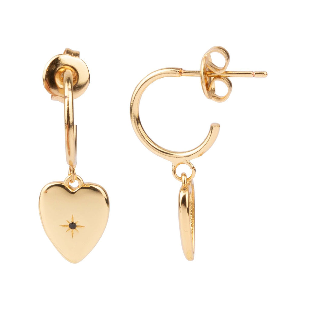 The heart star earrings in gold and black colour from the brand ALL THE LUCK IN THE WORLD