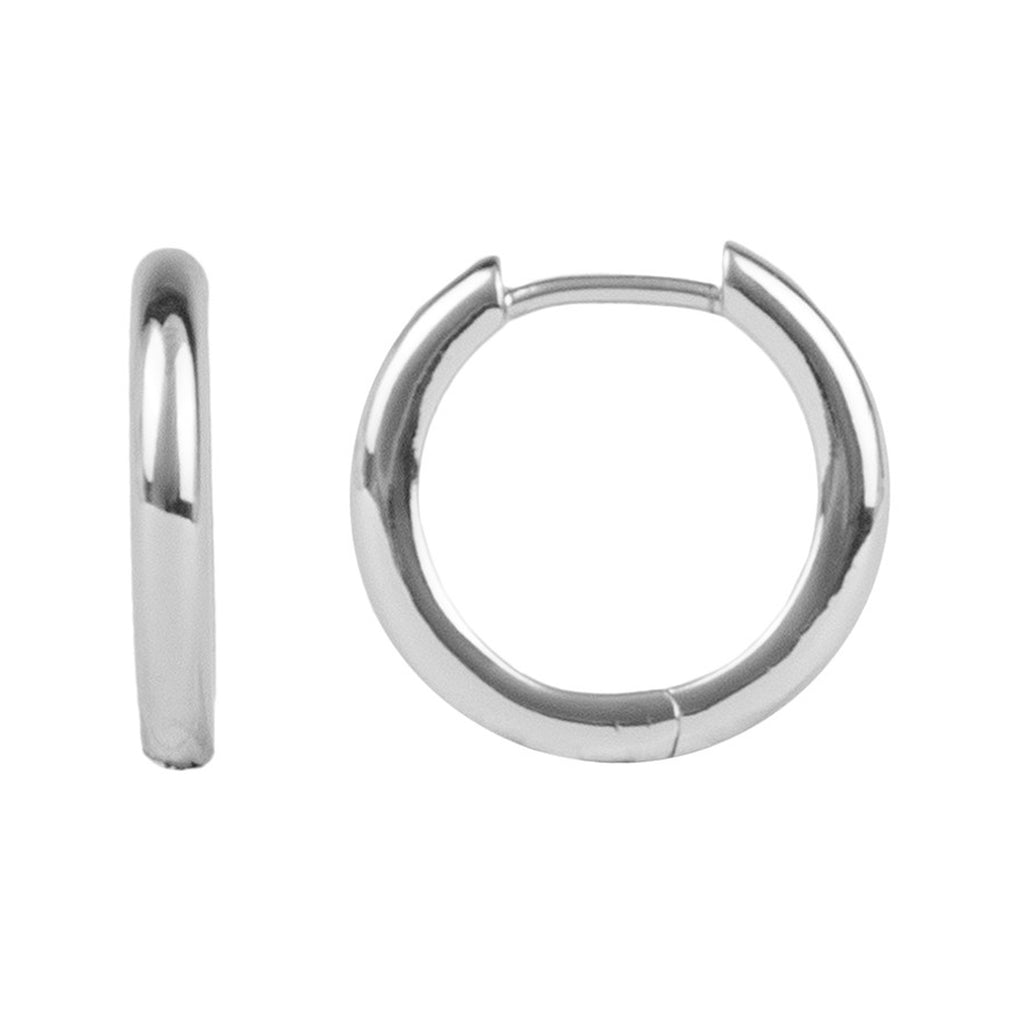 The hoop huggie plain earrings in silver colour from the brand ALL THE LUCK IN THE WORLD