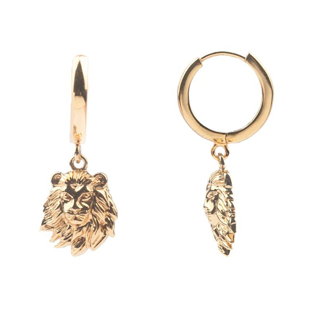 The lion earrings in gold colour from the brand ALL THE LUCK IN THE WORLD