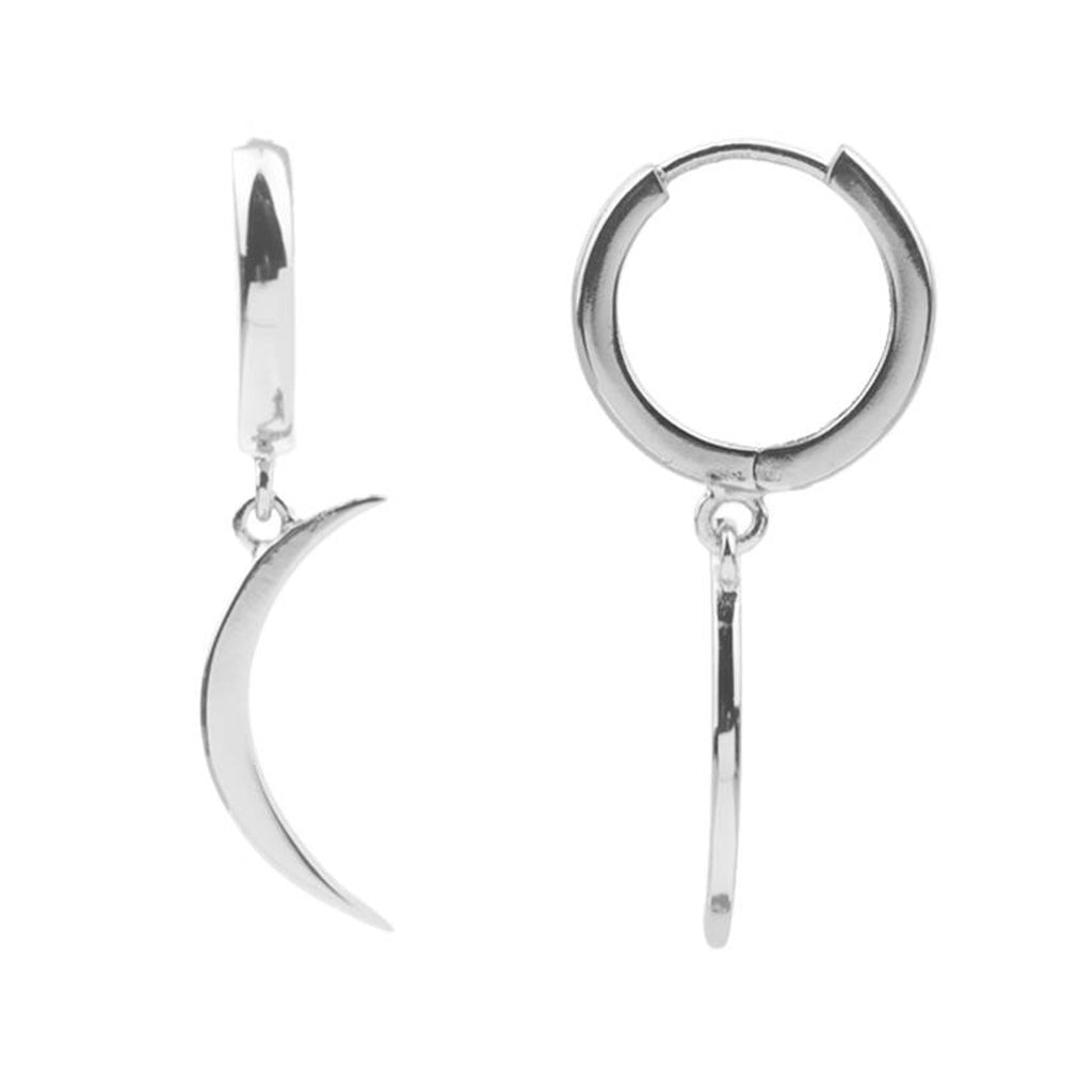 The long moon earrings in silver colour from the brand ALL THE LUCK IN THE WORLD