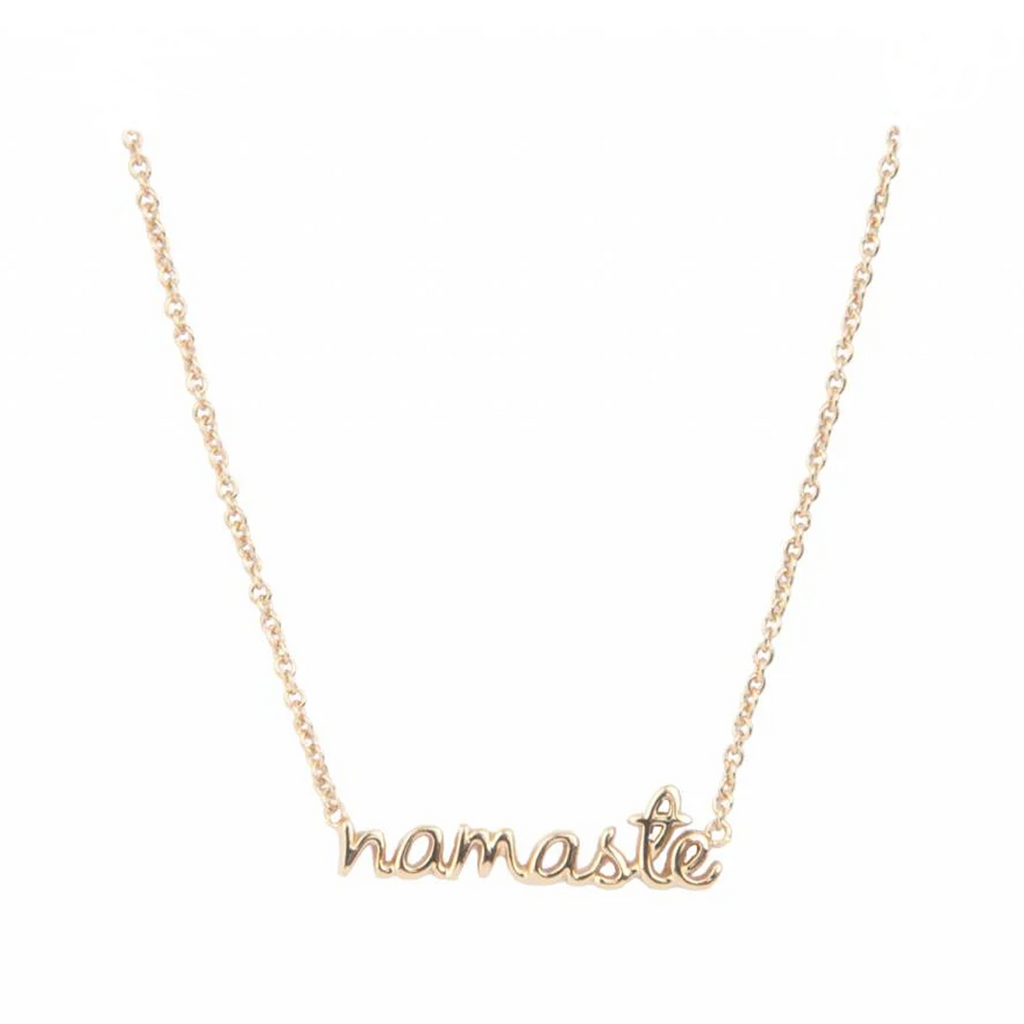 The namaste necklace in gold colour from the brand ALL THE LUCK IN THE WORLD