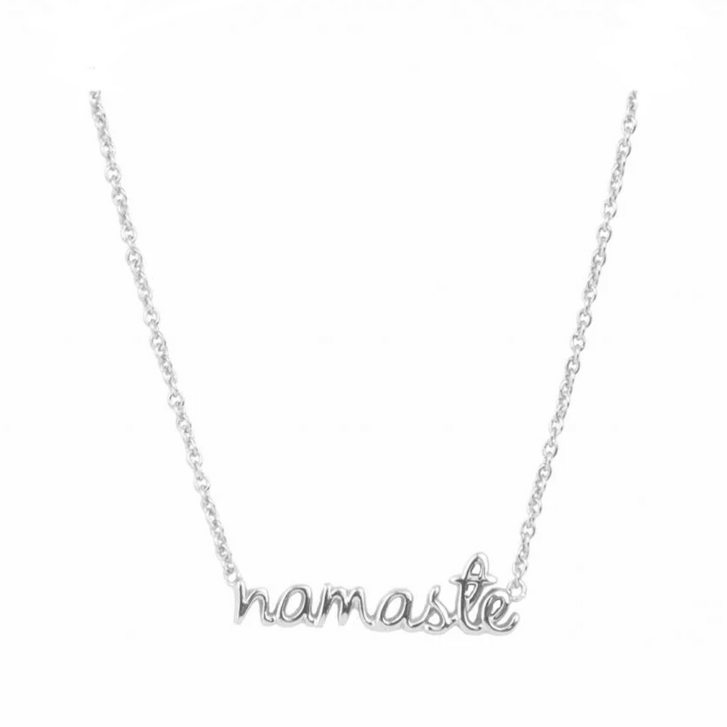 The namaste necklace in silver colour from the brand ALL THE LUCK IN THE WORLD