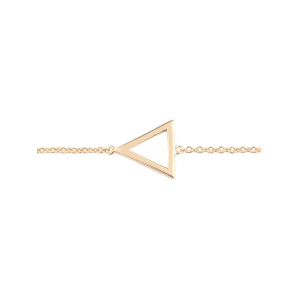 The open triangle bracelet in gold colour from the brand ALL THE LUCK IN THE WORLD