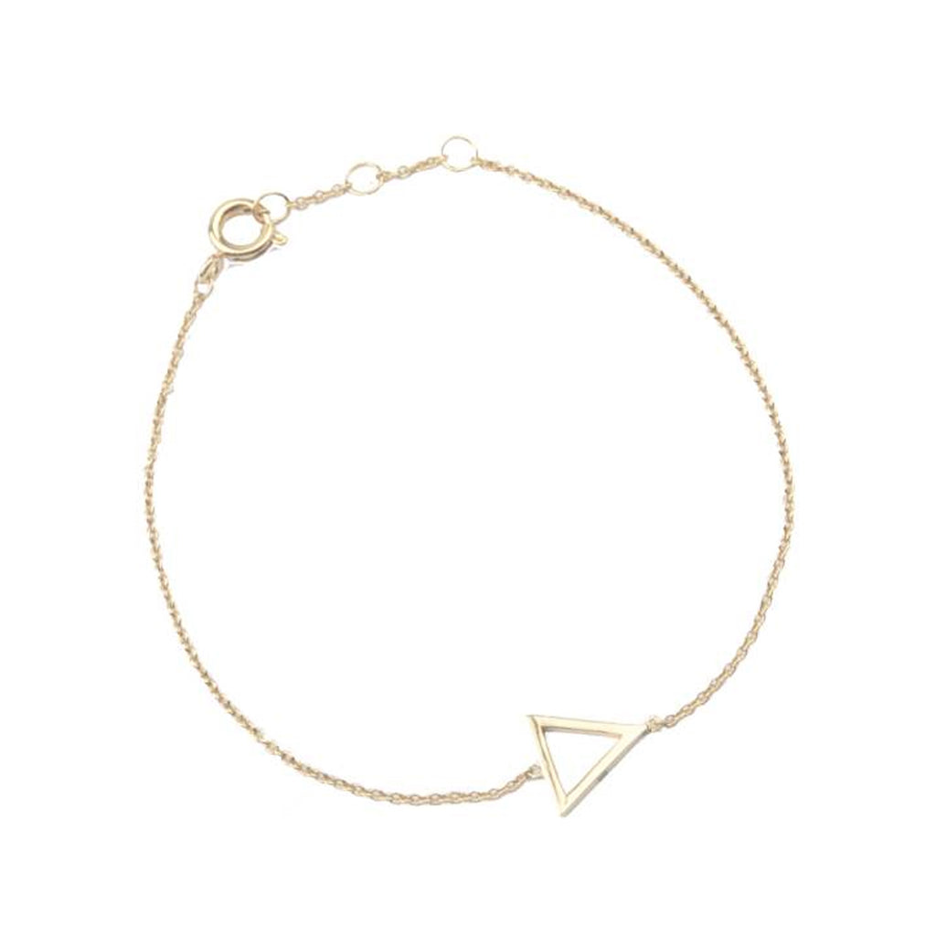 The open triangle bracelet in gold colour from the brand ALL THE LUCK IN THE WORLD