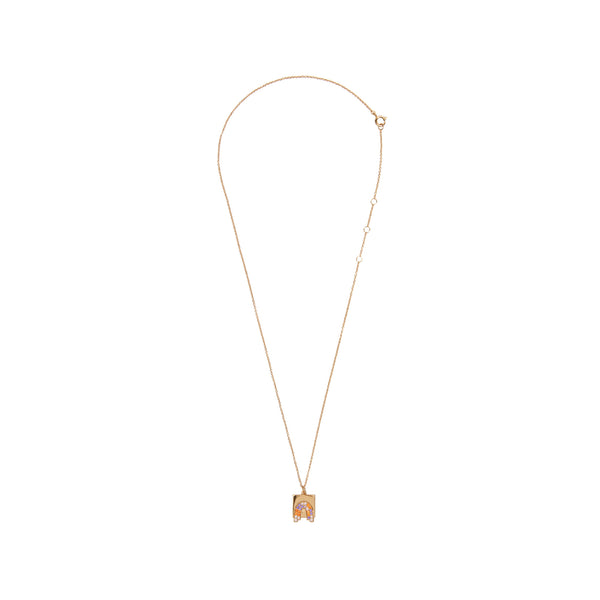 The rainbow square necklace in gold and rainbow colour from the brand ALL THE LUCK IN THE WORLD