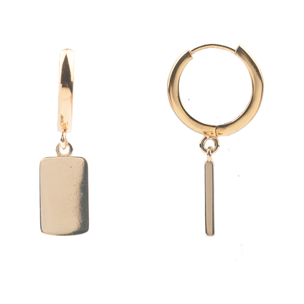 The rectangle earrings in gold colour from the brand ALL THE LUCK IN THE WORLD