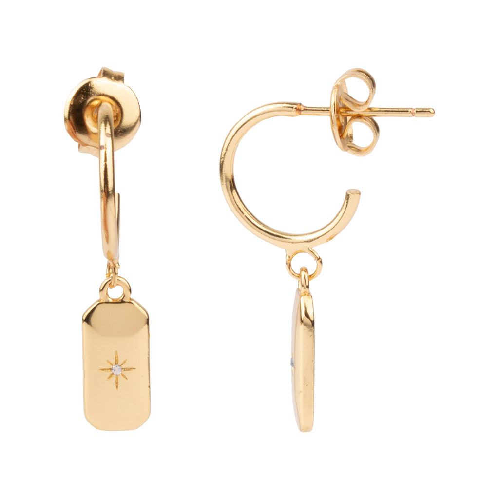 The Rectangle Star earrings in gold colour from the brand ALL THE LUCK IN THE WORLD.