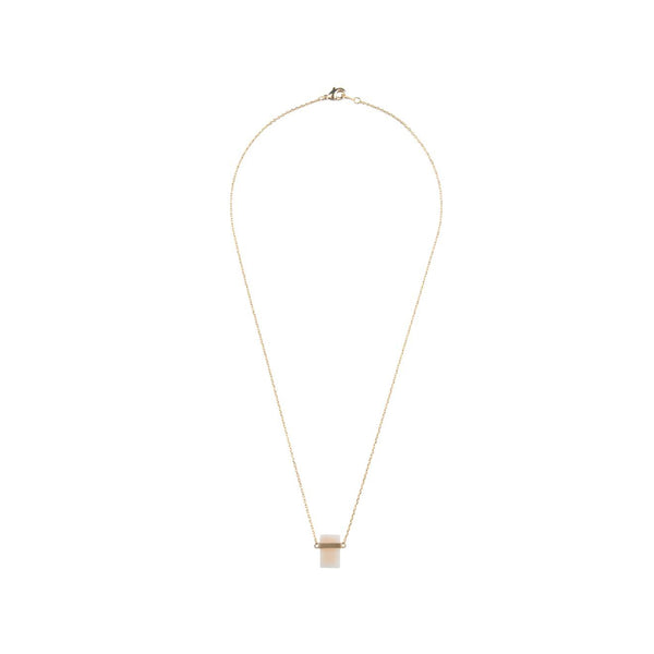 The rose quartz rectangle necklace in gold and light-pink colour from the brand ALL THE LUCK IN THE WORLD