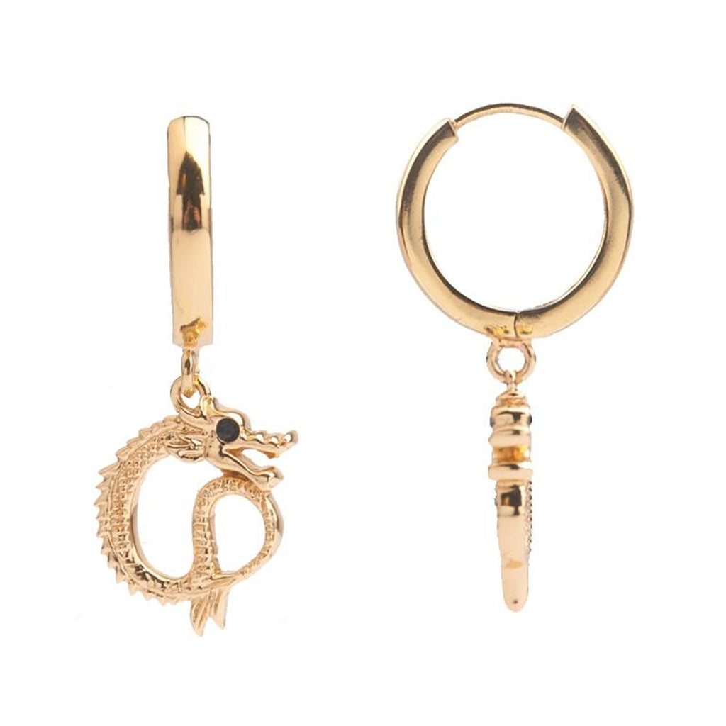 The small dragon earrings in gold colour from the brand ALL THE LUCK IN THE WORLD