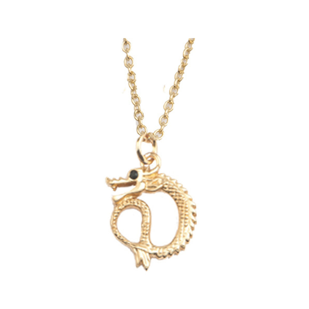 The small dragon necklace in gold and black colour from the brand ALL THE LUCK IN THE WORLD