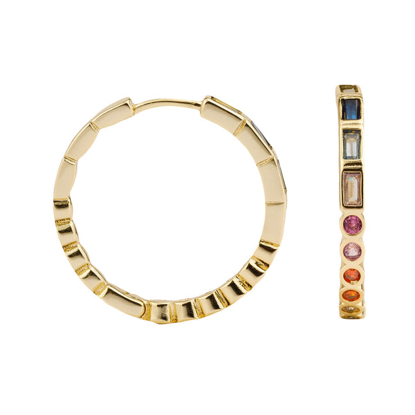 The squares dots hoop earrings in gold and multicolour colour from the brand ALL THE LUCK IN THE WORLD