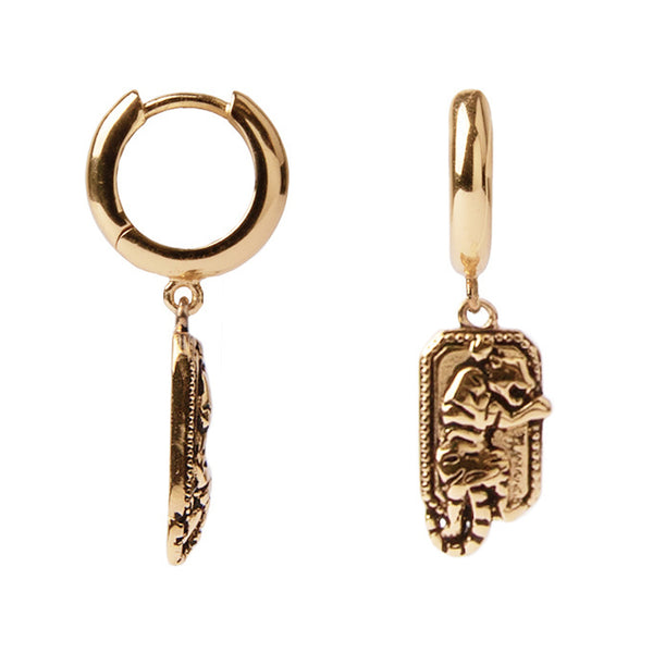 The tiger rectangle earrings in gold colour from the brand ALL THE LUCK IN THE WORLD