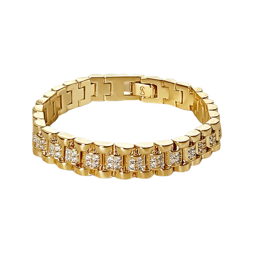 The crystal chunky watch band bracelet in gold colour from the brand ANISA SOJKA