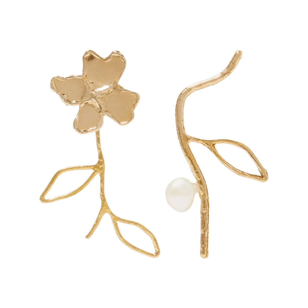 The Petals and Branches earrings in gold and pearl colours from ANITA BERISHA