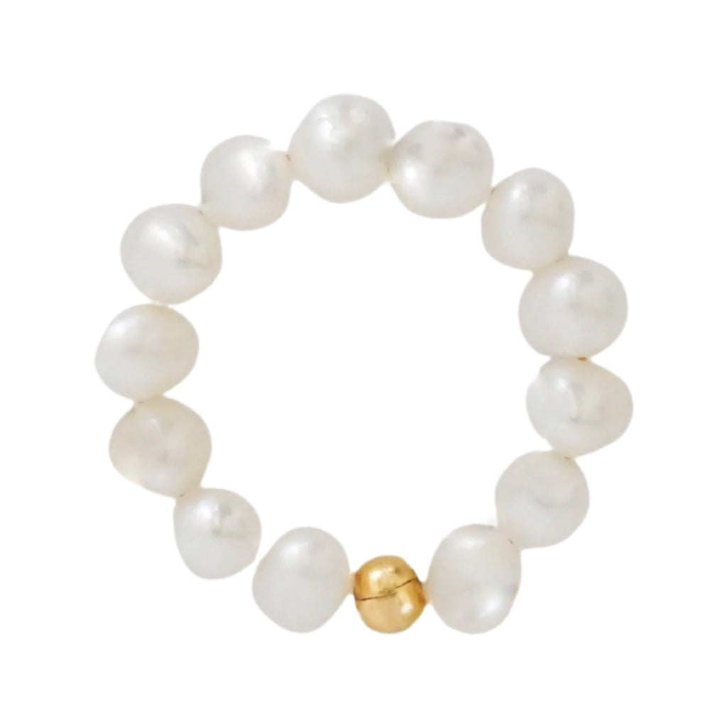 The She Is Kind ring in gold and pearl colours from the brand ANITA BERISHA