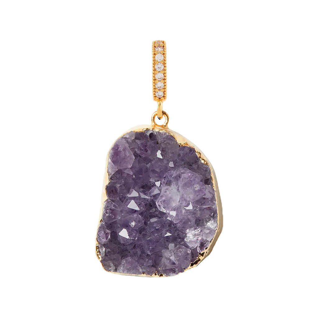 The Amethyst pendant with pave connector in gold and purple colours from the brand CRYSTAL HAZE